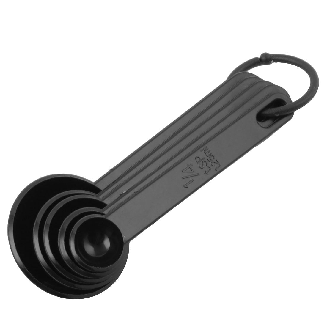 Unique Bargains Plastic Kitchen Tea Coffee Graduated Measuring Spoon 5 in 1 Black