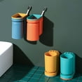 thumbnail image 5 of No-Drill Toothbrush Holder and Cup Set, Wall Mount Organizer with Drain Holes, 4-in-1 Bathroom Storag, 5 of 6