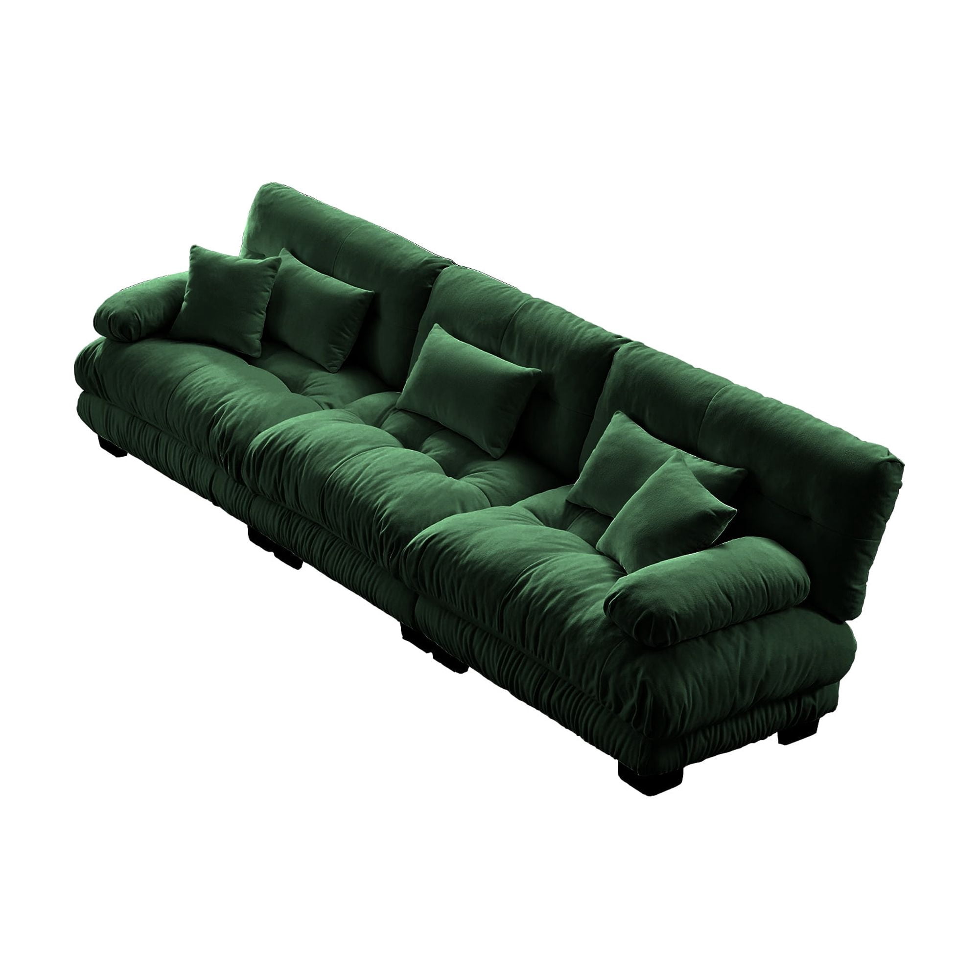 Gewnee 3-Seater 133.8" Modular Sectional Sofa, Deep Seat Chenille Cloud Couch with Lumbar Pillows & Throw Pillows, Upholstered Sofa for Living Room, Green