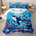 thumbnail image 2 of spefrowx Marine Orca Twin Quilt Set for Boys Girls, Blue Vibrant Coral Reef Twin Coverlet Set, 2 Pieces, 2 of 7