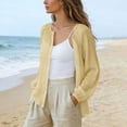 thumbnail image 5 of Gauze Shirts for Women Cotton Linen Beach Cover up Long Sleeve V Neck Button Down Crinkle Breathable Summer Khaki L, 5 of 7