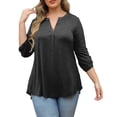 thumbnail image 5 of MEICHEN Women's Plus Size Tops 3/4 Roll Sleeve Shirts V Neck Blouses Top Summer Fashion Clothing for Women, 5 of 7