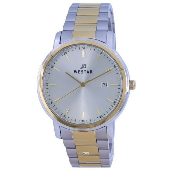 Westar 50243CBN102 40 mm Silver Dial Two Tone Stainless Steel Quartz Men Casual Watch, Black