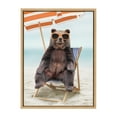 thumbnail image 2 of Kate and Laurel Sylvie Beach Chair Bear Framed Canvas Wall Art by Amy Peterson Art Studio, 18x24 Natural, Colorful Beach Animal Wall Decor, 2 of 6