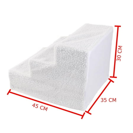 Zimtown 18 Inch Small Pets 3-Steps Stairs Soft Portable Ramp Ladder With Cover For Dog Kitten Up to 70 lbs White Color