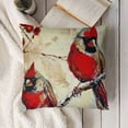 thumbnail image 3 of SHANXI Vintage Watercolor Red Birds Pillow Covers Linen Cardinal Bird Pattern Decorative Pillowcase Decor Home Cushion Cover for Sofa 12x12in, 3 of 5