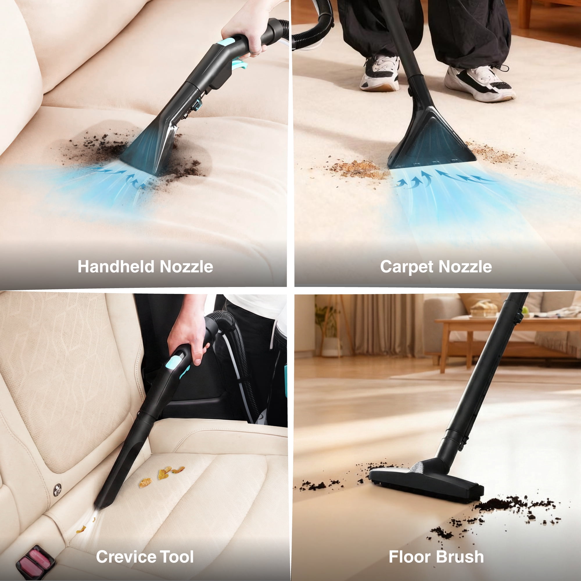 HAUSHOF 4 Gallon 5.5 Peak HP 4-in-1 Wet/Dry/Upholstery Vacuum Cleaner and Blower, Commercial Portable Shop Vac with Spot & Stain Cleaner for Home, Car, Workshop & Garage Cleaning