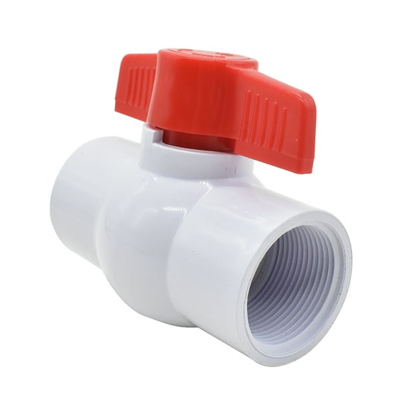 Thrifco 6415423 1-1/4 Inch Threaded PVC Ball Valve - Red Handle (Economy)