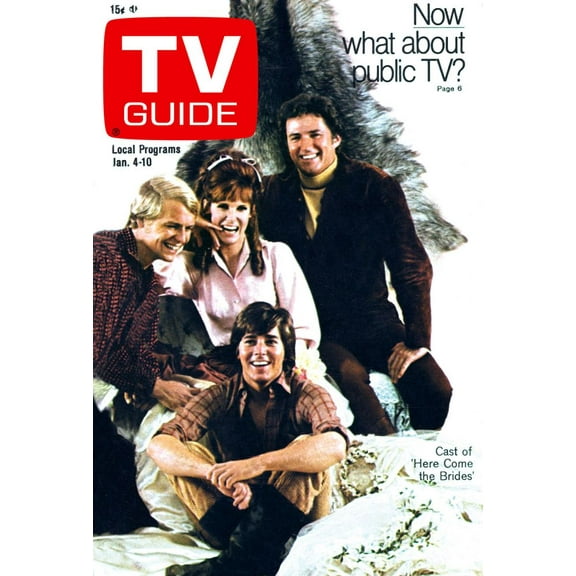 Here Come The Brides, Back: David Soul, Bridget Hanley, Robert Brown, Front: Bobby Sherman, Tv Guide Cover, January 4-10, 1969. Ph: Gene Trindl. Tv Guide/Courtesy Everett Collection Poster Print (8 x