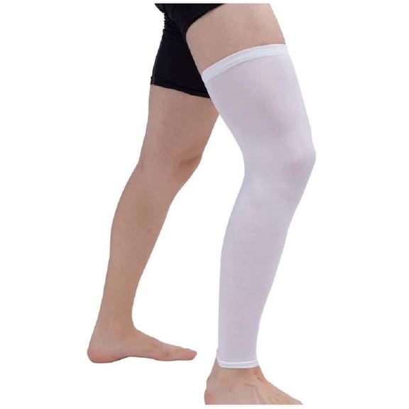 Xunmmm Unisex Leg Sleeve High Stretch Compression Snug-Fit Calf And Tibia Support Full Length UV Protection Breathable Sweat-Wicking Leg Sleeve For Sports Cycling Outdoor White,S