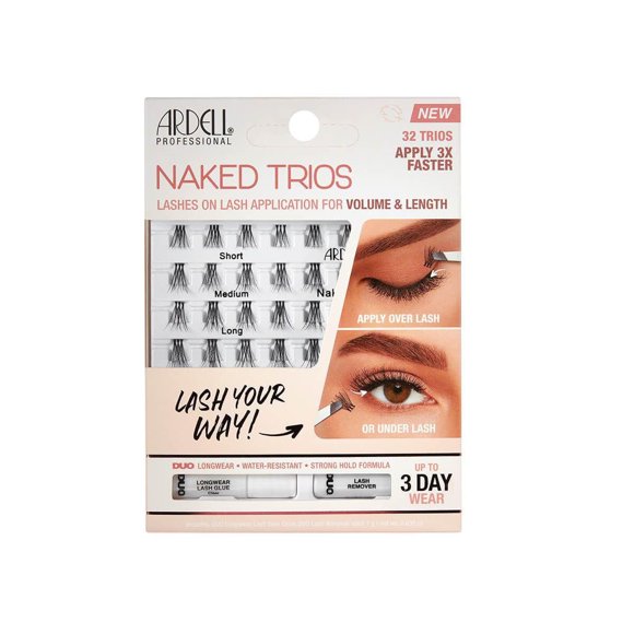 Ardell - Naked Trios Kit - Lashes on Lash Aplication for Volume & Length - Up to 3 Day Wear