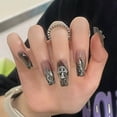 thumbnail image 6 of Deluxe 3D Press-On Nails Artistic Shiny Fake Nails UV Gel Press-On, Easy to Wear For Women's Decoration (French Dark), 6 of 8