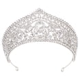 thumbnail image 4 of Tiara Fernando Diadema de novia de cristal Blanco Tocados de corona nupcial, 4 of 8