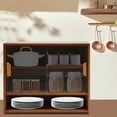 thumbnail image 5 of Kitchen Pantry 3 Tiers Sideboard Bamboo Small Storage Cabinet Sliding Door Cupboard 21.6*11*18.1 in, 5 of 18