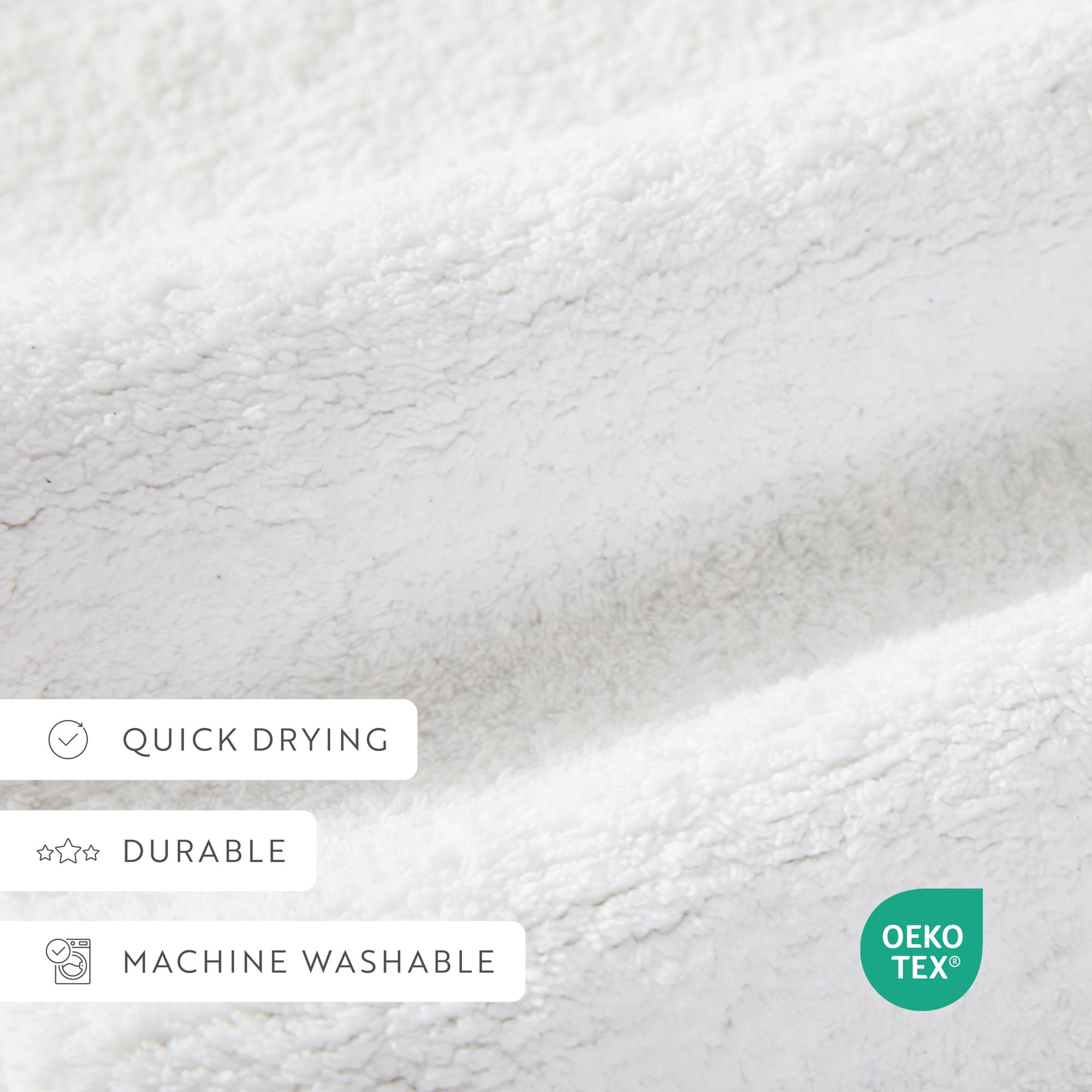 Noble Linens Reversible Dual-Texture Cotton Bath Mat, 24 in x 17 in, White