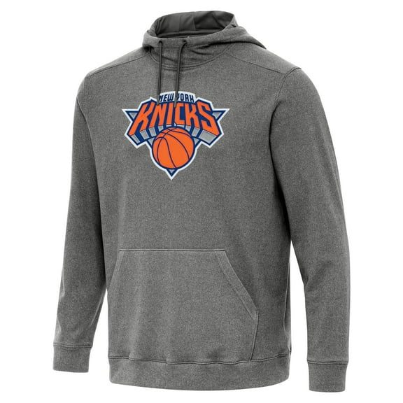 Men's Antigua Heather Black New York Knicks Cloud Pullover Hoodie
