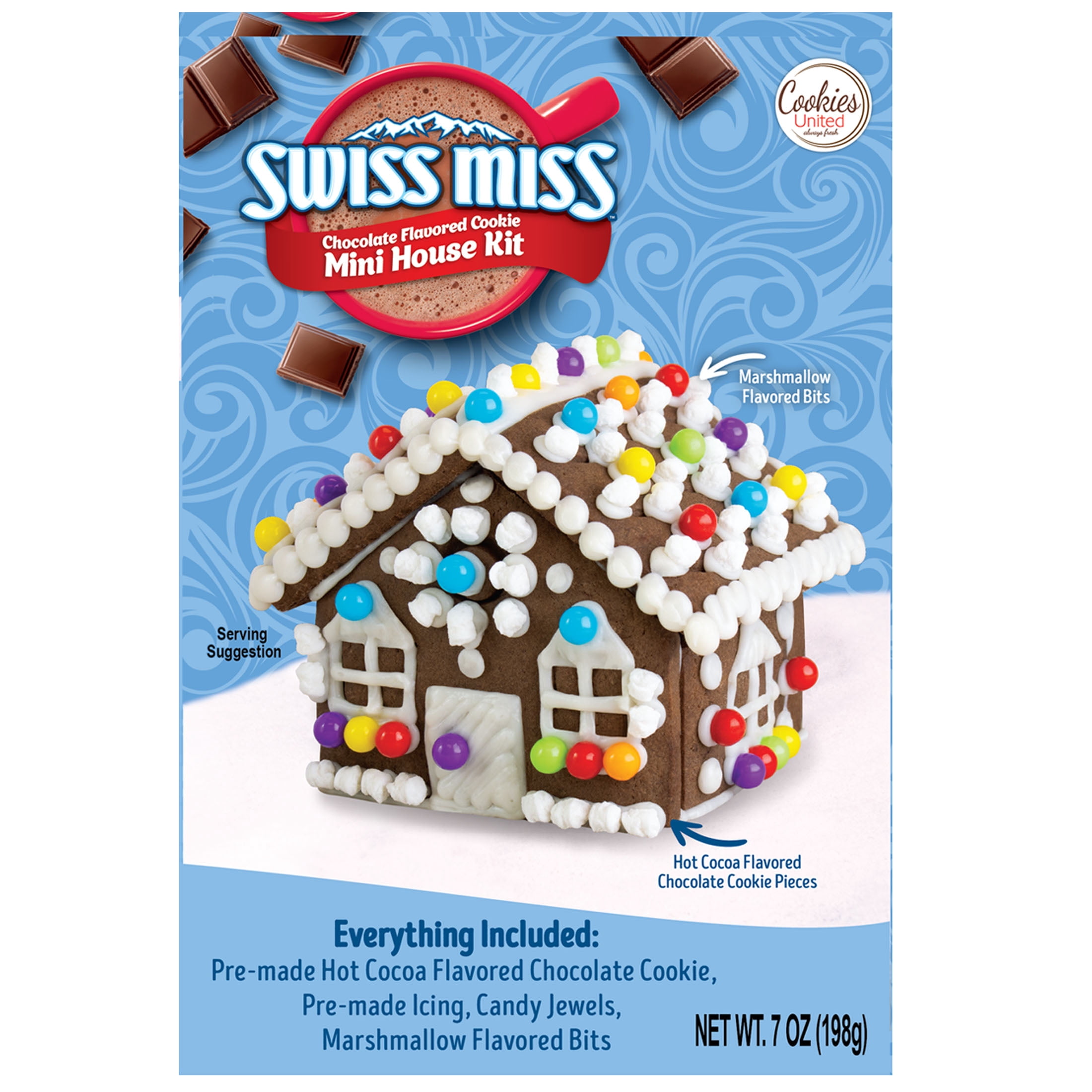 (2 pack) Swiss Miss Chocolate Flavored Build It Yourself Cookie Mini House Kit, 7 oz, Contains Wheat, Eggs, Soy, Milk