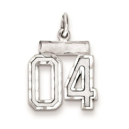 925 Sterling Silver Polished Diamond-cut Small Number '04' Charm Pendant