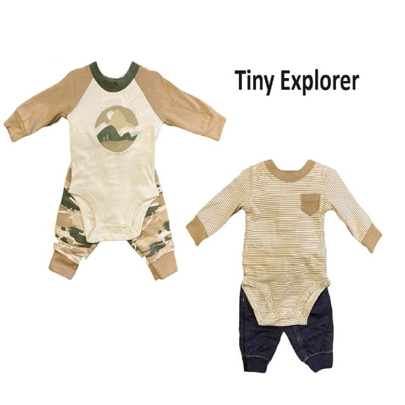 Carter's Infant/Toddler Boy's 4 Piece Long Sleeve and Pant Outfit Set (Tiny Explorer, 0-3M)