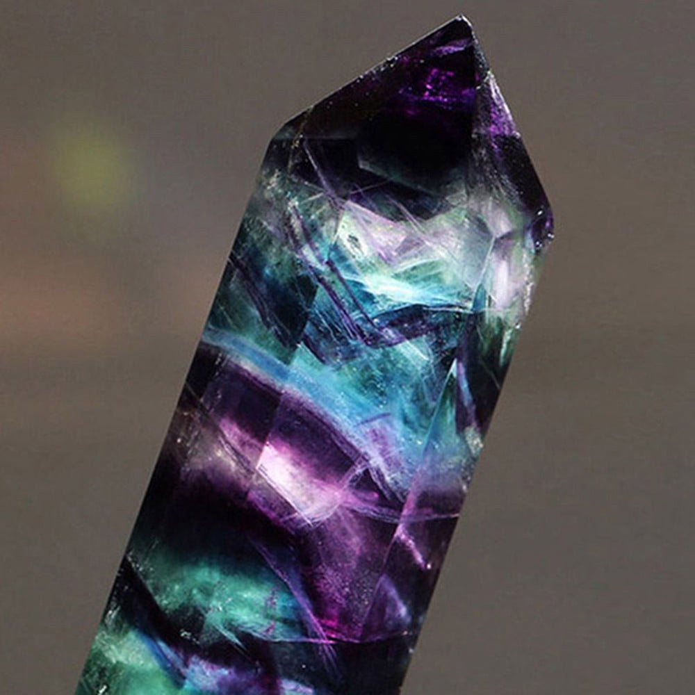 Colorful Natural Fluorite Quartz Crystal Wand Point Healing Stone 50G Gifts Hot 