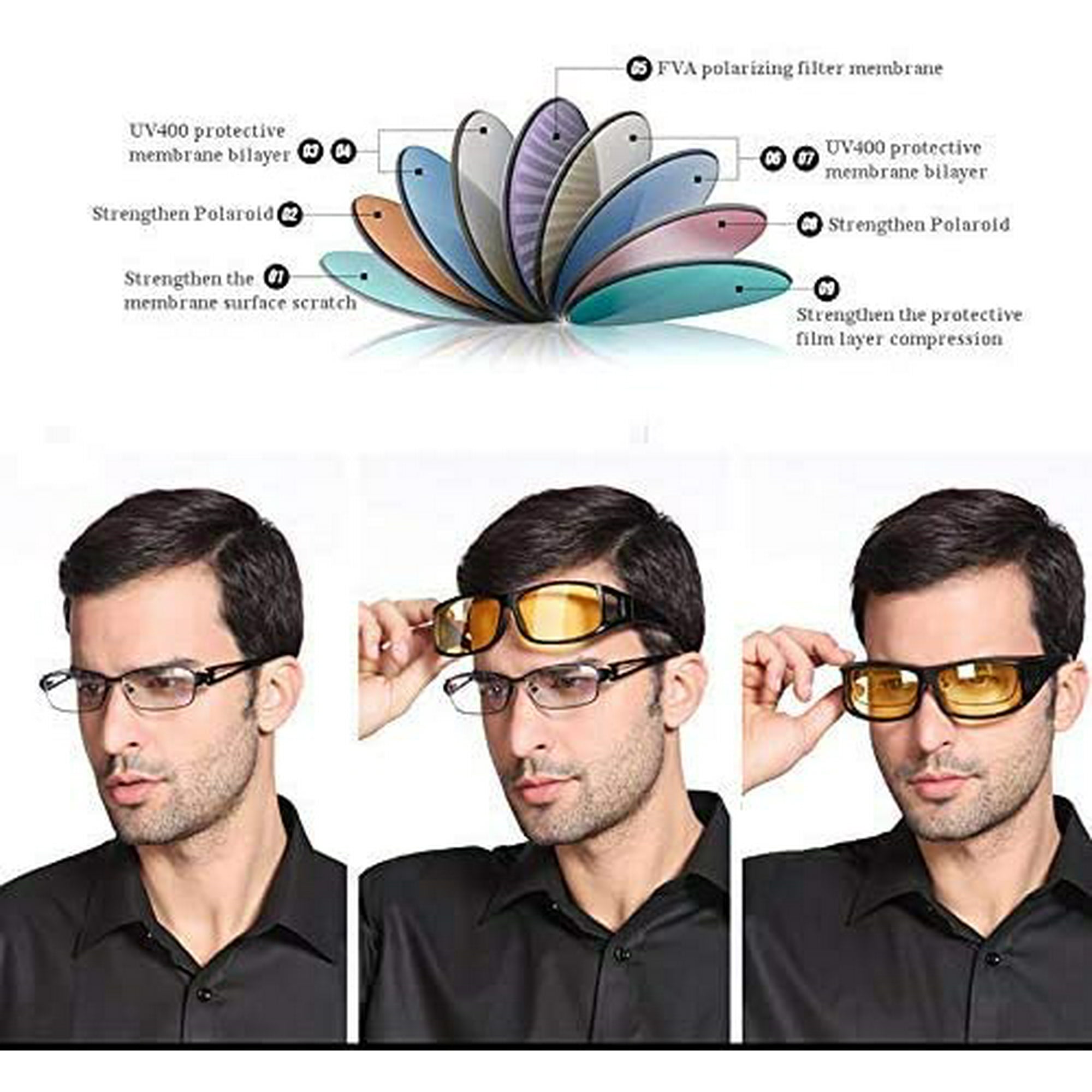 Hotelus Night Driving Glasses Fit Over Night Vision Glasses For Men Women Anti Glare Hd Polarized Wraparounds Other