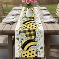 thumbnail image 4 of Summer Bee Love Table Runner - 48 Inch Long Daisy Floral Eucalyptus Leaves Rustic Cotton and Linen Blended Dress Scarves Farmhouse Table Runner for Kitchen Dining, Coffee Table, 13" x 48", 4 of 8