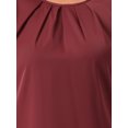 thumbnail image 5 of DARING DIVA Women's Plus Crew Neck Pleated Blouse 1X Burgundy, 5 of 6