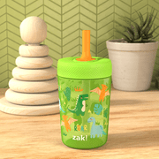 Zak Designs 12oz Dinosaur Straw Tumbler, Leak-Proof, Easy to Hold