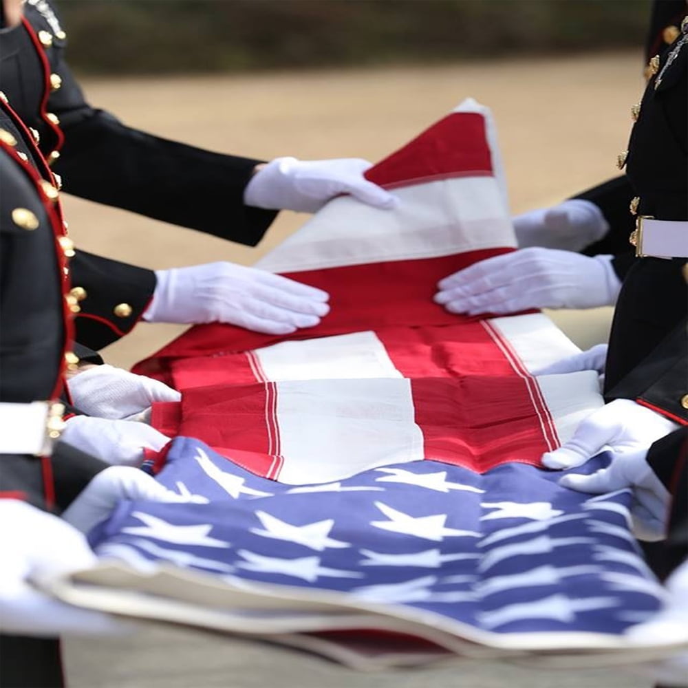 Anley Memorial Flag American US Flag 5x9.5 Ft Cotton For Veteran - USA Burial Casket Flags (Flag not Pre-Folded)