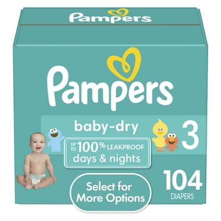 Pampers Baby Dry Diapers Size 3, 104 Count (Select for More Options)