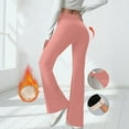 thumbnail image 4 of Fleece Lined Pants Women Winter Thermal Warm Flare Leggings Comfy Soft High Waisted Yoga Pants Pink 2XL, 4 of 5
