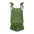thumbnail image 6 of biudgviw Womens Silk Pajama Set Bow Tie Knot Tank Top Sleepwear Square Neck Sleeveless Nightwear 2 Piece Satin Pjs Shorts Set, 6 of 6