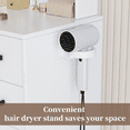 thumbnail image 4 of Vanity Set with Mirror and Light, PAPROOS Makeup Vanity with Hair Dryer Rack, Makeup Desk with Anti-tipping Function, Upholstered Stool, 5 Drawers, Open Shelves, White, 4 of 10