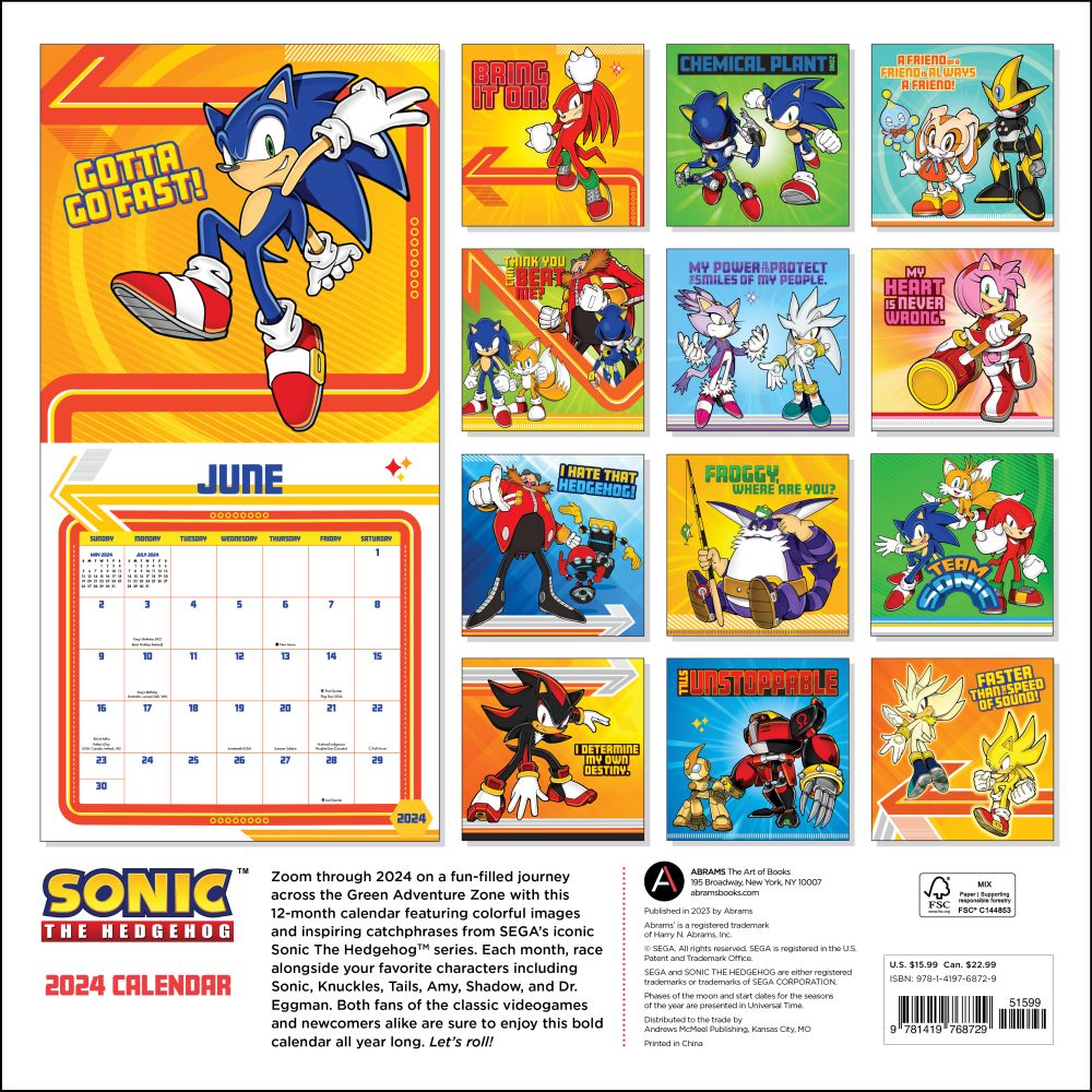 Sonic the Hedgehog 2024 Wall Calendar (Calendar)