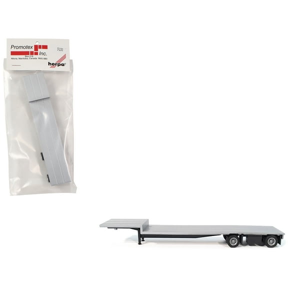 2-Axle Dropdeck Flatbed Trailer Silver Top 1/87 (HO) Plastic Model by Promotex