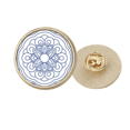 thumbnail image 1 of China Chinese Blue Flower Pattern Round Metal Golden Pin Brooch Clip, 1 of 3