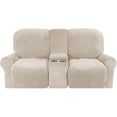 thumbnail image 2 of TOPCHANCES Loveseat Recliner Cover, Couch Slipcover for Double Recliner, 2-Seat Sofa Cover with Center Console Cover, Furniture Protector for Kids Dogs Pets ( Beige ), 2 of 9