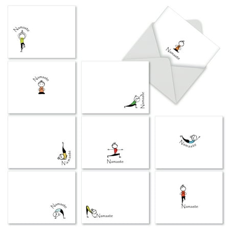 M3963 NAMASTE NOTES' 10 Assorted All Occasions Notecards Feature Zen Serenity Yoga Poses with Envelopes by The Best Card