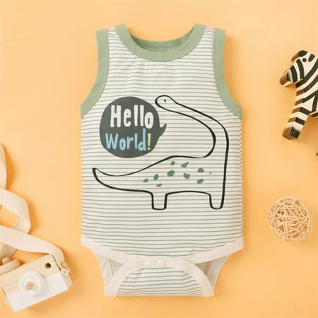 

THE WILD Toddler Boys Girls Letter Cartoon Sleeveless Romper Clothes Bodysuit