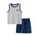 thumbnail image 2 of Amidoa Girls Summer Outfits 2 Piece Short Sleeve T Shirt Solid Color Cute Top and Casual Shorts Kids Clothing Sets,Gray Size 3, 2 of 9