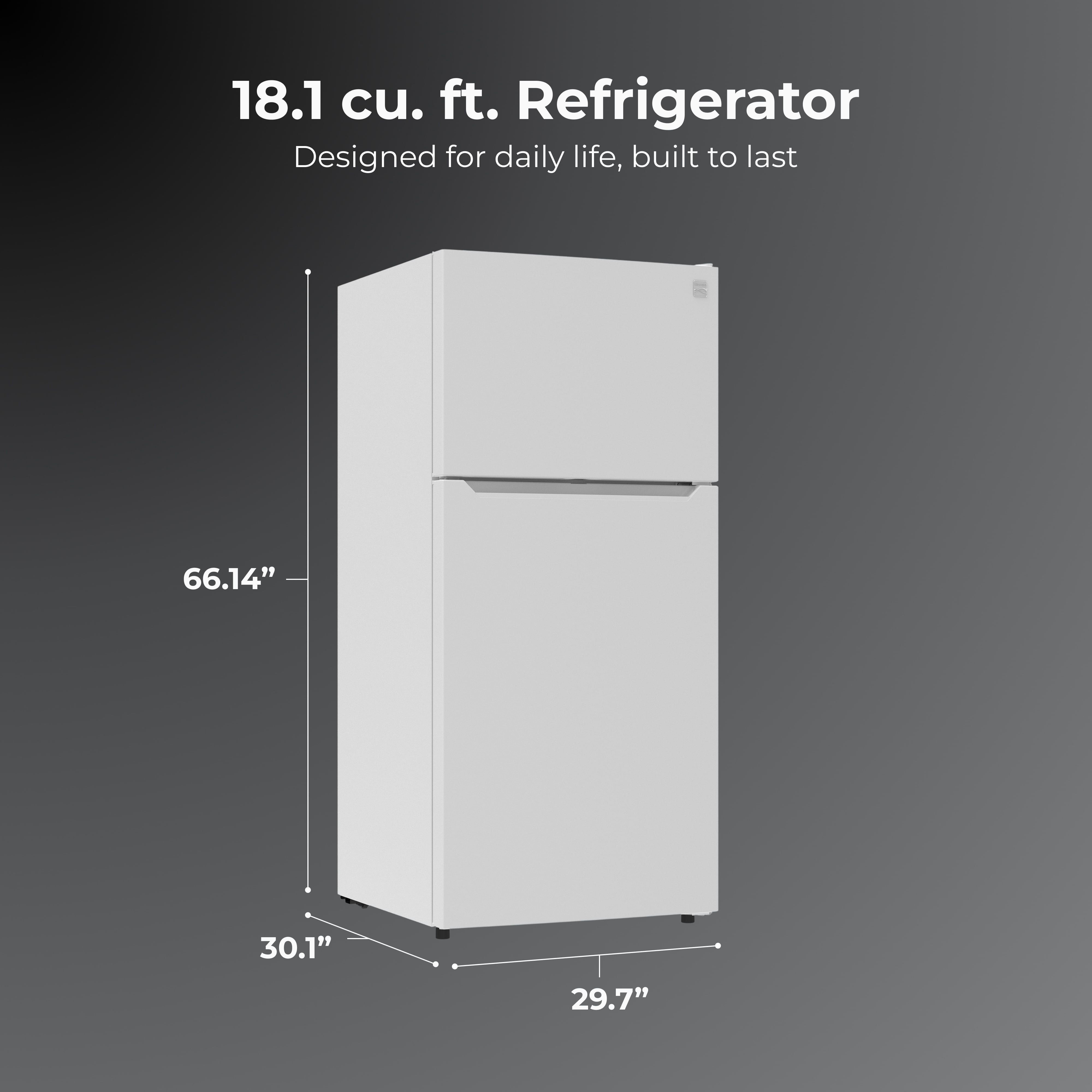 Kenmore 18.1 cu. ft. Top Freezer Refrigerator, Adjustable Glass Shelves, White