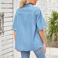 thumbnail image 4 of Deal of the Week Ofreoo Women's Fashion Color Lapel Look SlimmerSleeve Denim Jacket Coat for Women, 4 of 5