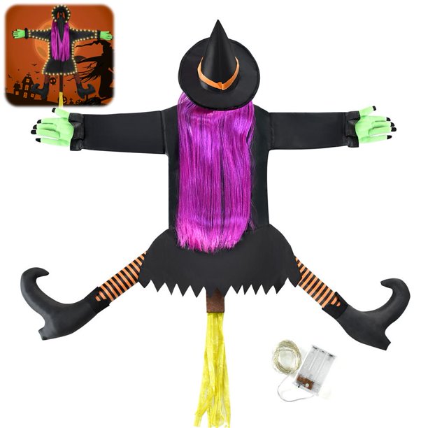 Adornos de jardín EZLIFE Bruja trepadora de Halloween con luz 28*110cm