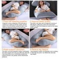 thumbnail image 3 of U-Shape Pregnancy Pillow 51 Inch Maternity Pillow with Washable Cover Nursing Support Cushion for Pregnant Women Side Sleeping (Gray Stripe), 3 of 8