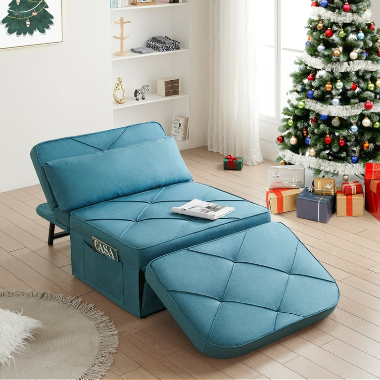 Vonanda Sofa Bed Convertible Chair 5 in 1 Multi Function Folding Ottoman with Lock in Feature Classic Denim Blue