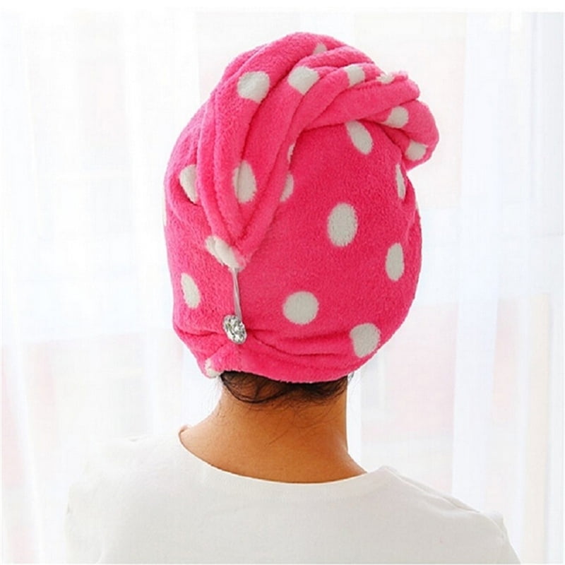 1X Lady Hair Wrap Head Towel Turbie Turban Twist Drying Cap Loop Button Hat 1X Lady Hair Wrap Head Towel Turbie Turban Twist Drying Cap Loop Button Hat