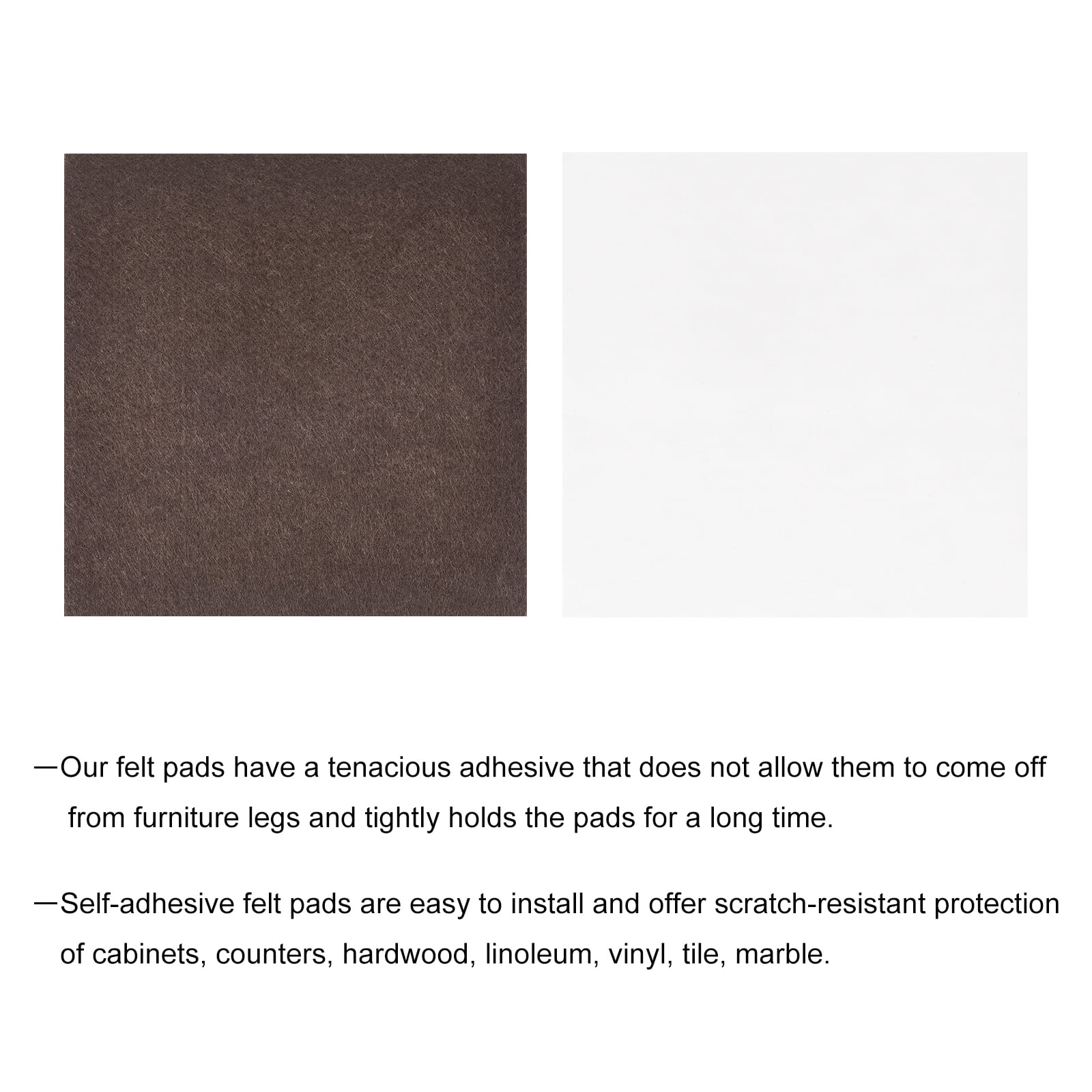 Felt Furniture Pads, 5" x 5" Self Adhesive Square Floor Protectors, Brown 24Pack
