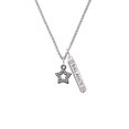 thumbnail image 2 of Delight Jewelry Black Nickeltone AB Crystal Lucky Star Silvertone Balance Bar Charm Necklace, 23", 2 of 4