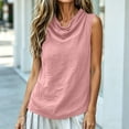 thumbnail image 4 of cocolona Summer Linen Tank Tops for Women Cowl Neck Sleeveless Shirts Trendy Casual Tunic Solid Color Blouses, 4 of 6