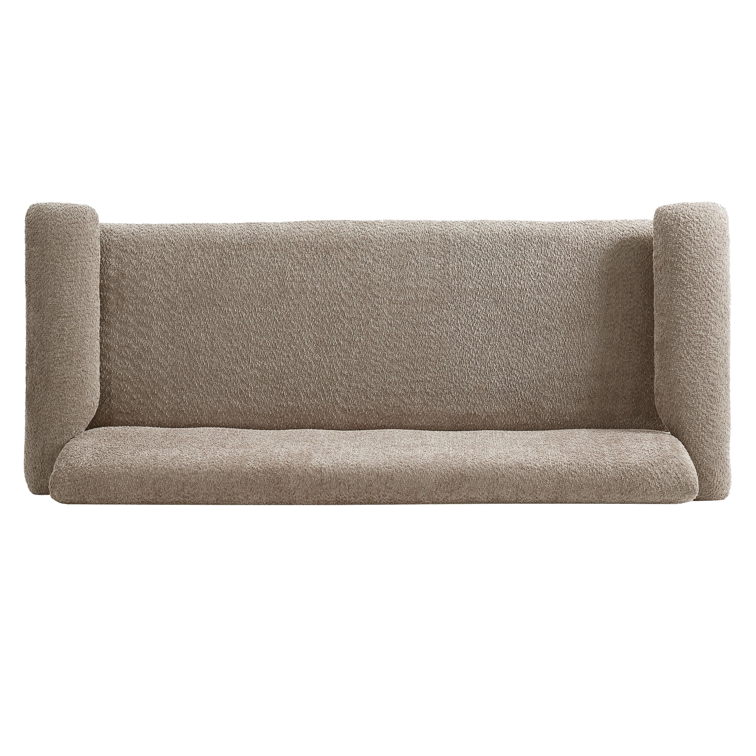 Modern 2-Seater Loveseat Sofa in Brown with Armrest Pillows, Berber Fleece Upholstery, Rubberwood Frame, Compact Couch for Living Room or Small Space, Cozy & Ergonomic Design